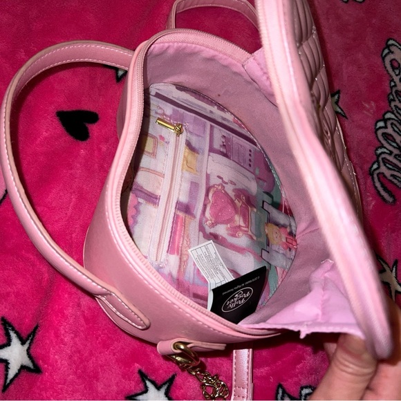 RARE Polly Pocket heart purse quilted baby pink with gold letters - Picture 5 of 7